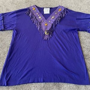 Renaissance Cosplay Embellished Tassel Top Womens Large Purple